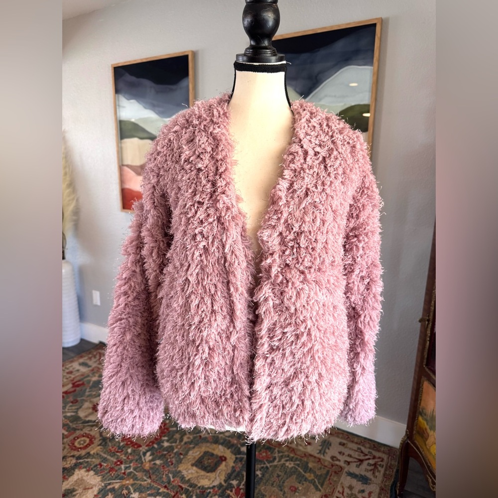 Mystree Soft Mauve Teddy Jacket - Picture 5 of 9